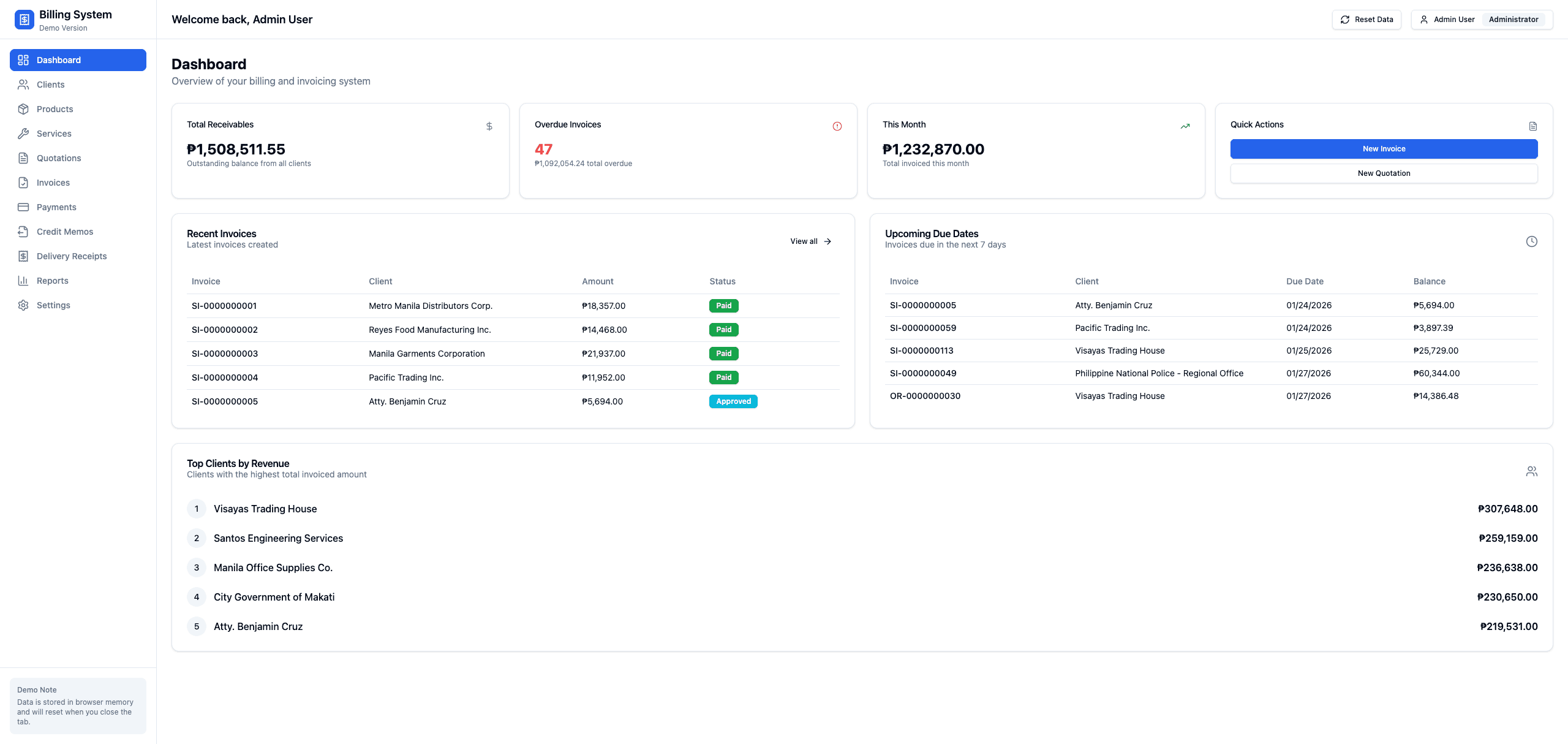 Billing Dashboard