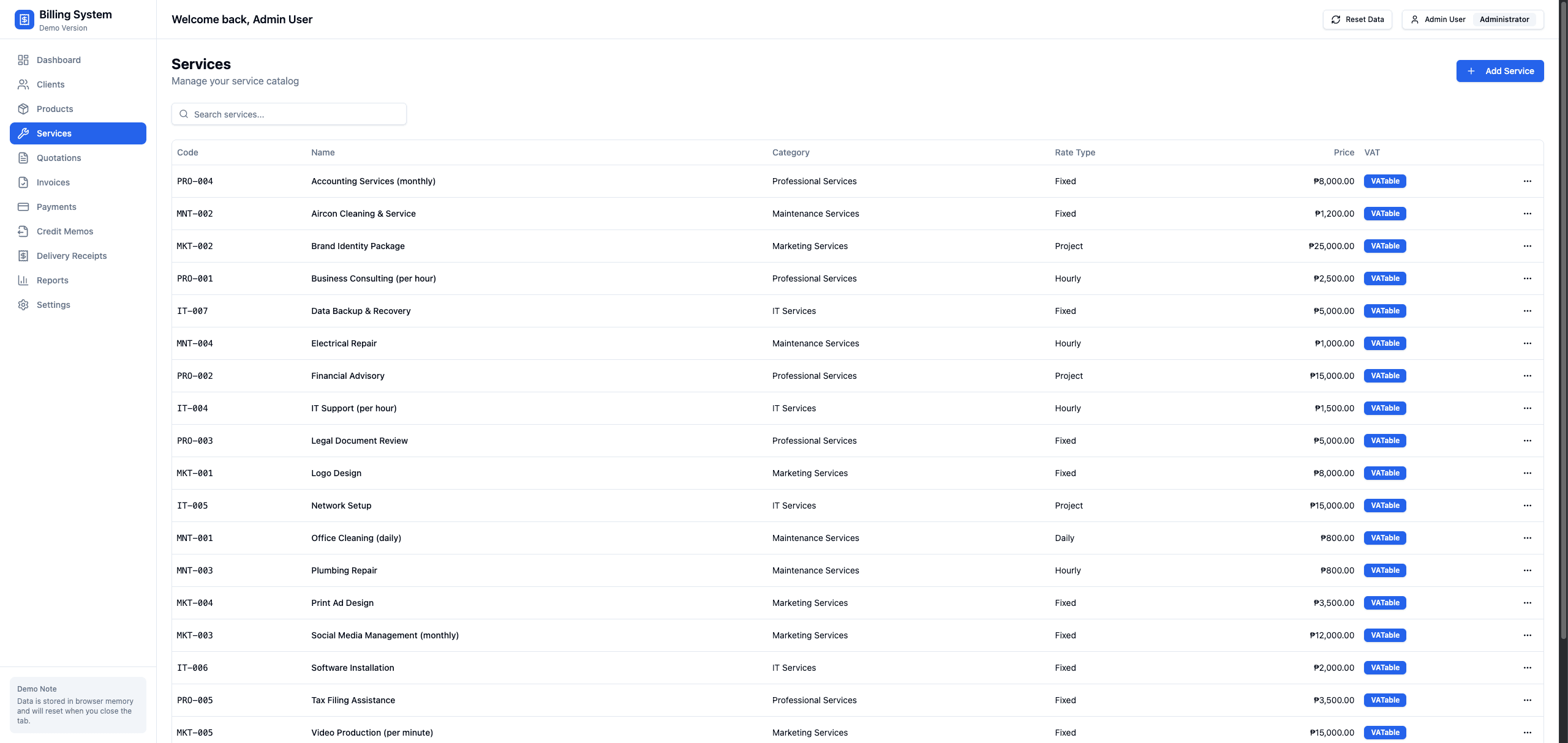 Service Catalog