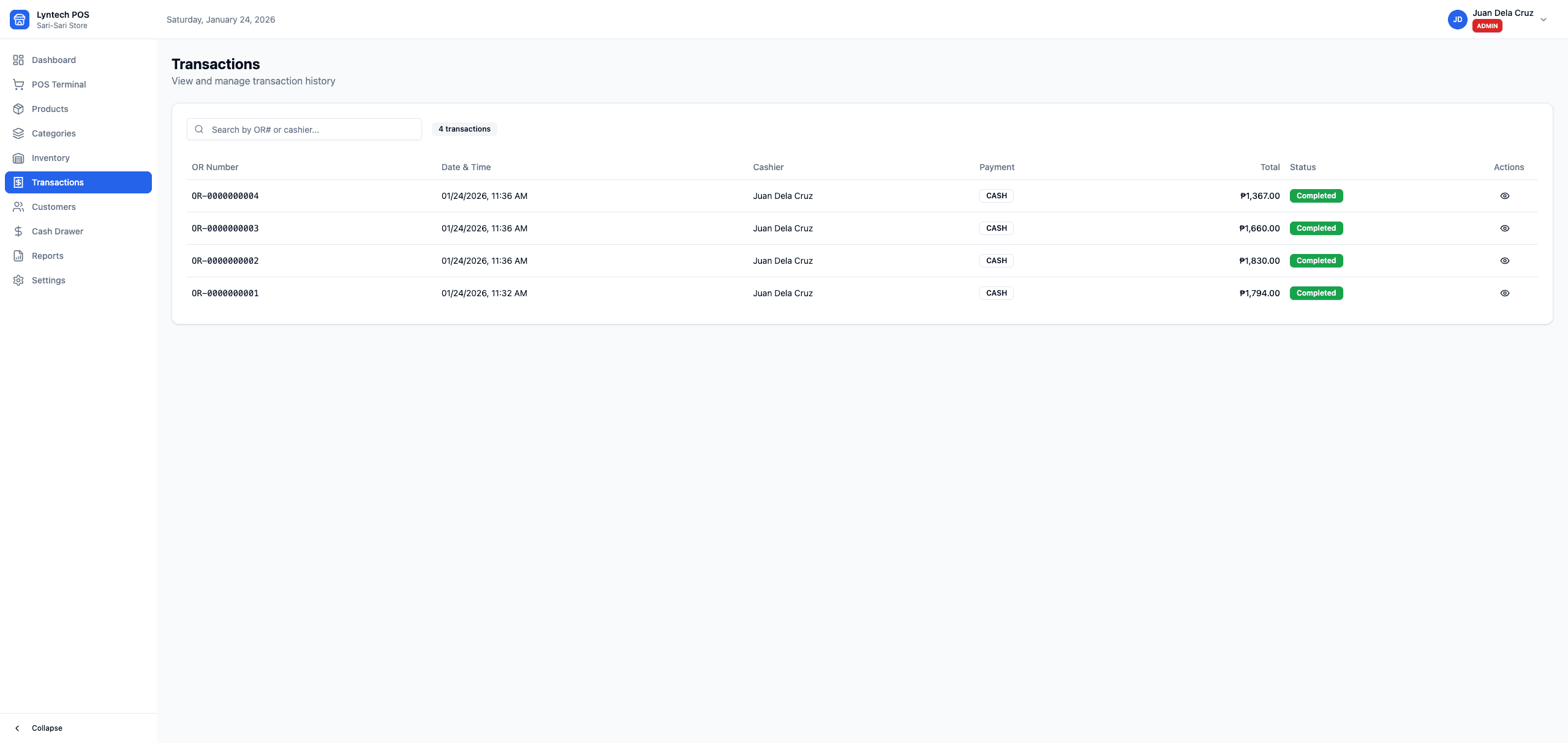 Transaction History